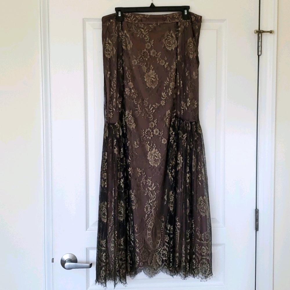 Matching Floral Lace Skirt and Sheer Cardigan
